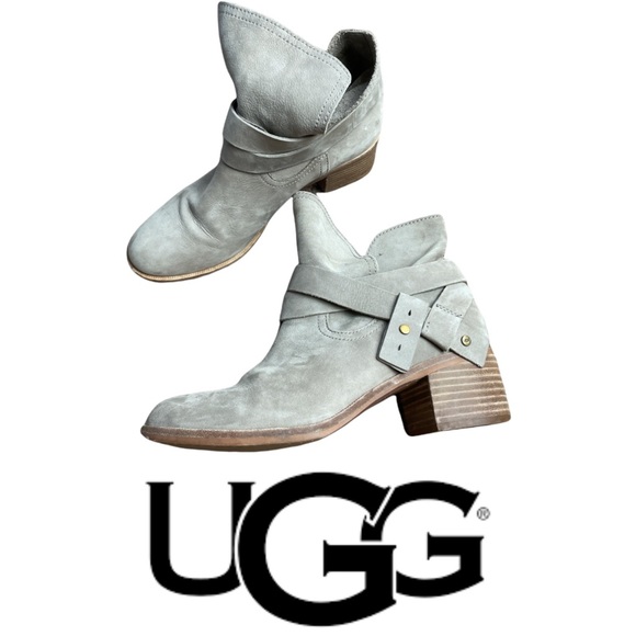 UGG Taupe Elora Suede Ankle Booties Size 8 - Picture 1 of 12